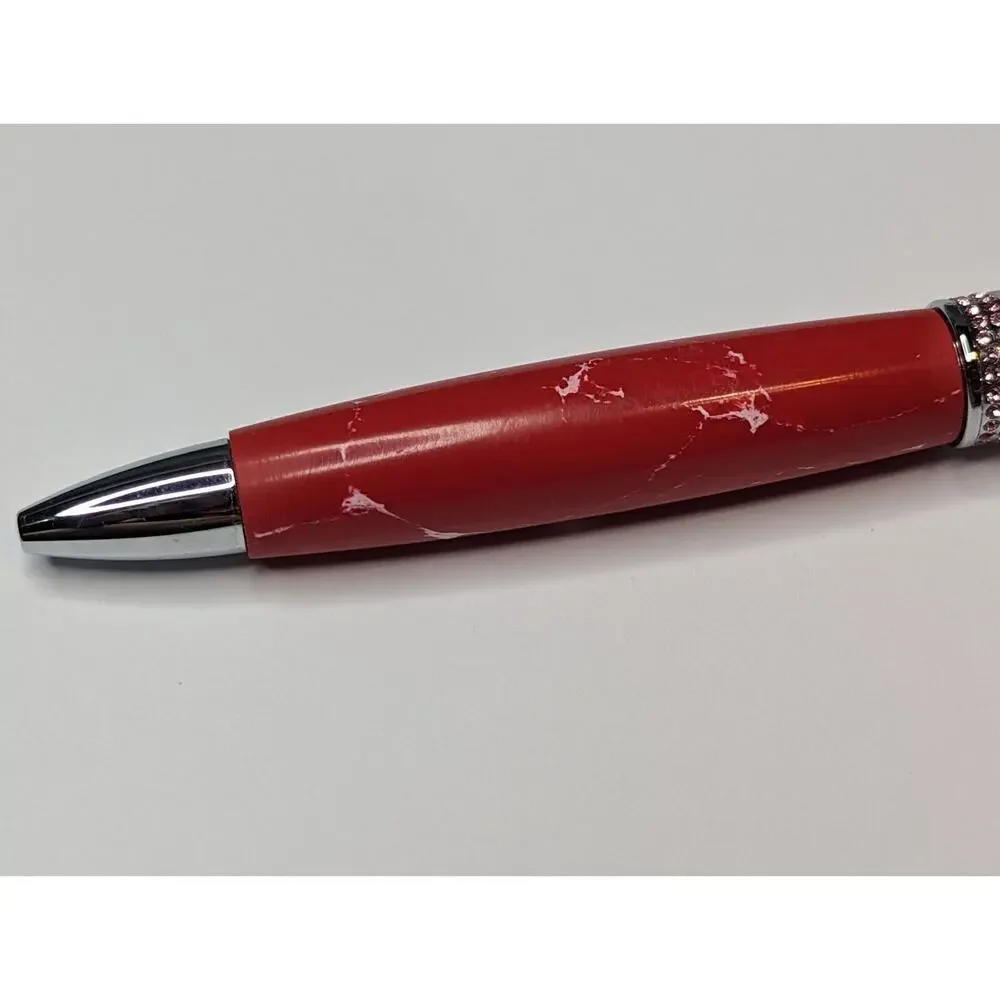 Breast Cancer Awareness Twist Pen Silver Finish Red Acrylic Body Hand Turned Pen